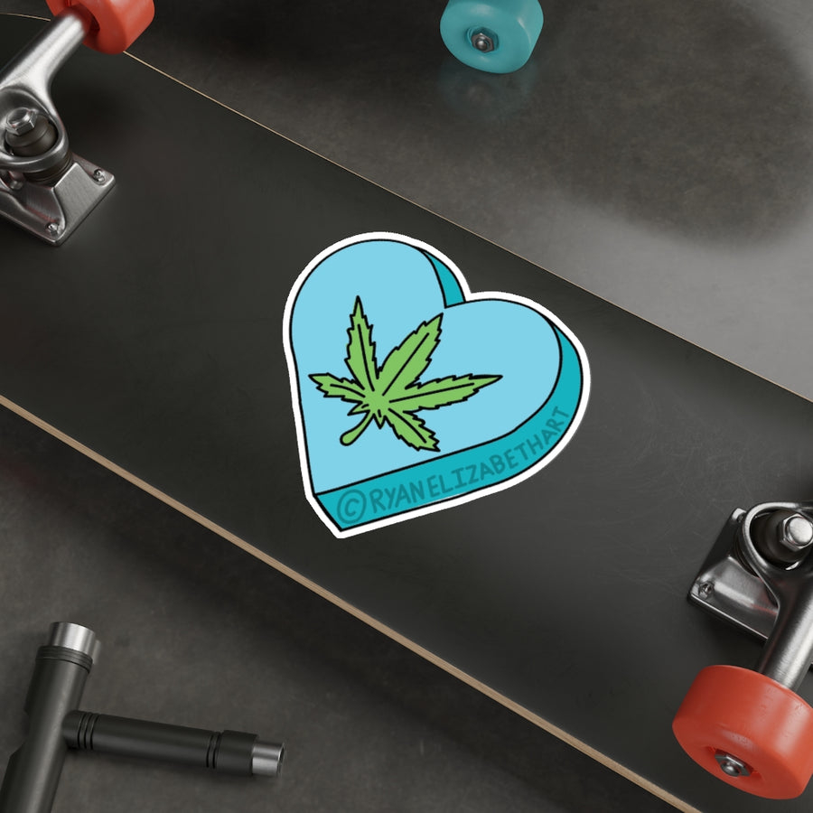 Weed Leaf Candy Heart Sticker