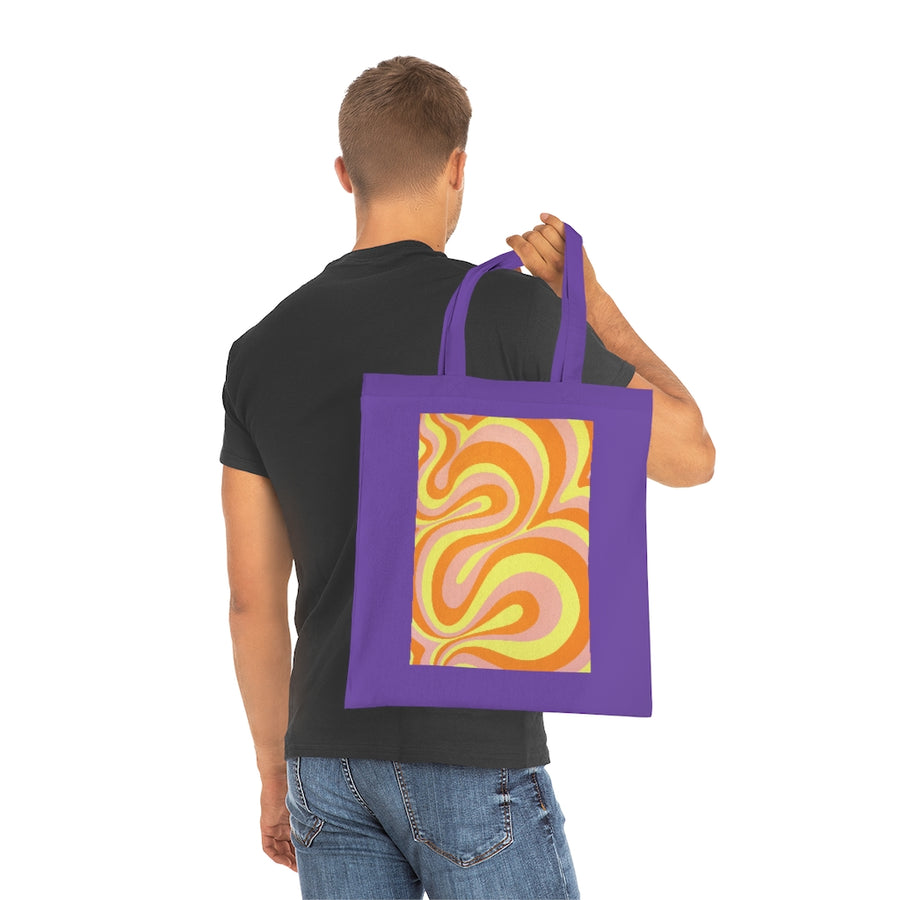 Orange, Yellow & Pink Trippy Lines Tote Bag