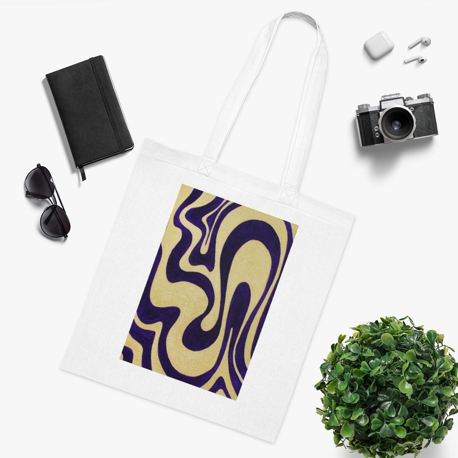 Purple & Gold Trippy Lines Tote Bag