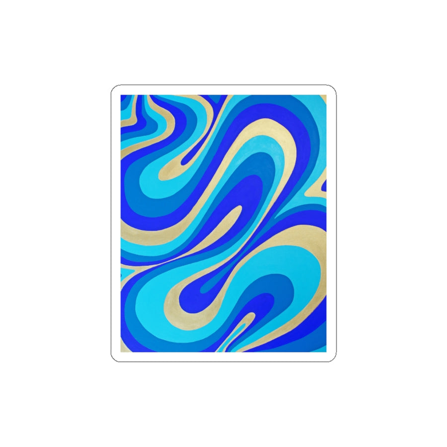 Blue & Gold Trippy Lines Stickers