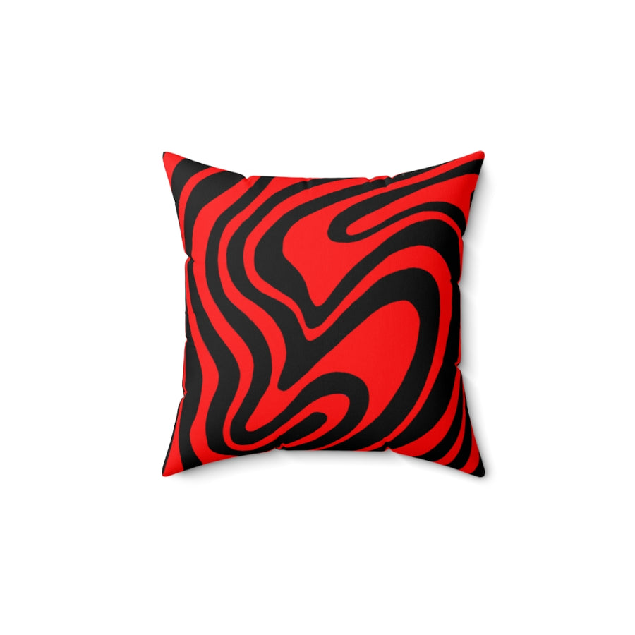 Red & Black Trippy Lines Throw Pillow