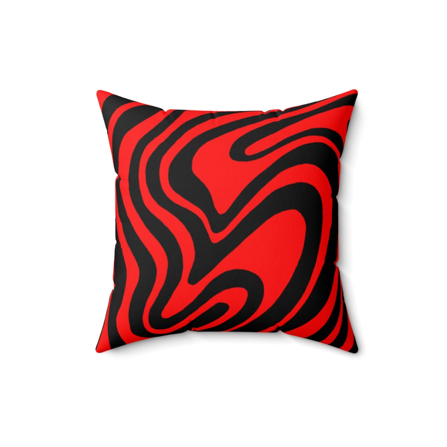 Red & Black Trippy Lines Throw Pillow