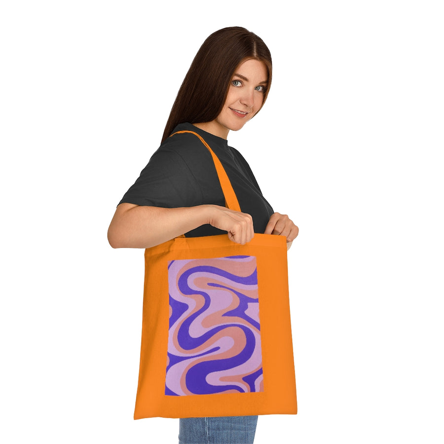 Purple, Orange & Pink trippy Lines Tote Bag