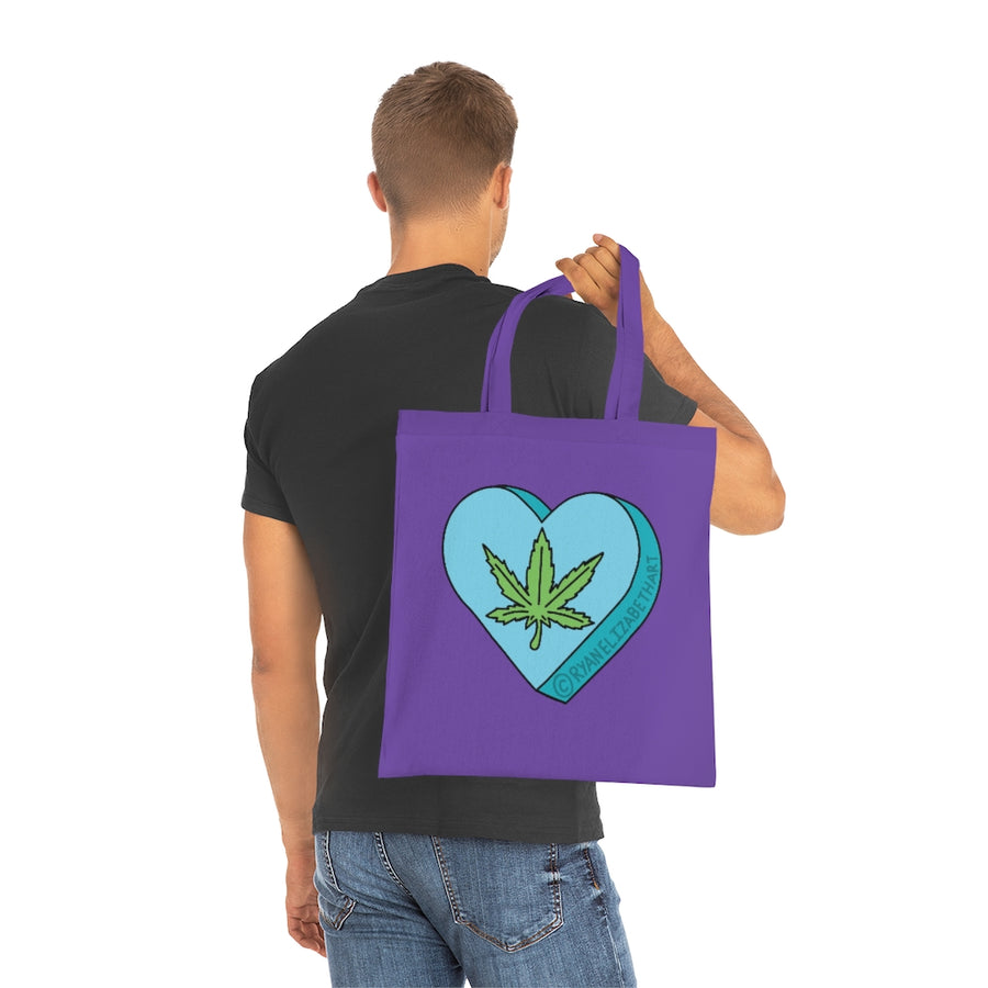 Weed Leaf Candy Heart Tote