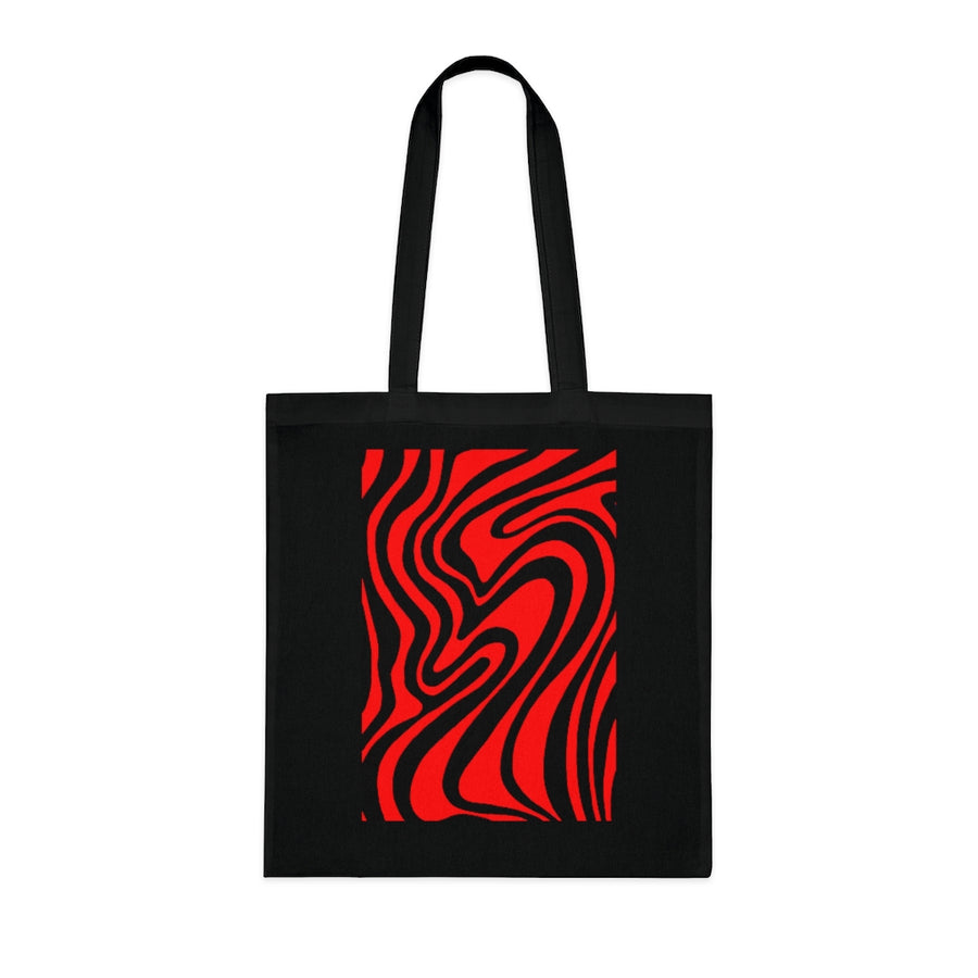 Red & Black Trippy Lines Tote Bag