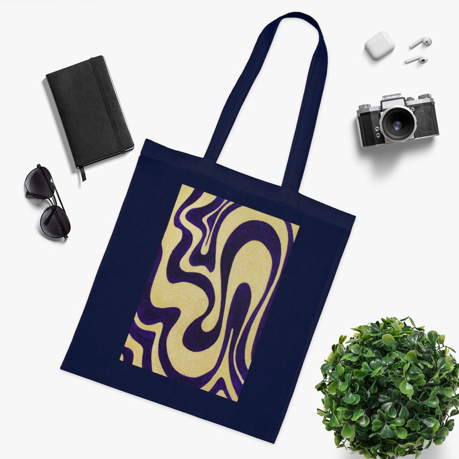 Purple & Gold Trippy Lines Tote Bag