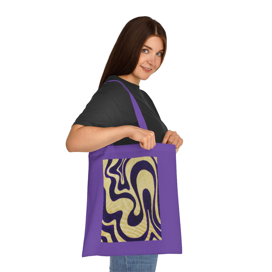 Purple & Gold Trippy Lines Tote Bag