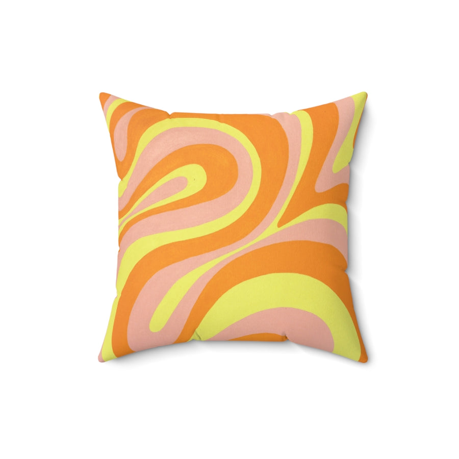 Orange, Yellow & Pink Trippy Lines Throw Pillow