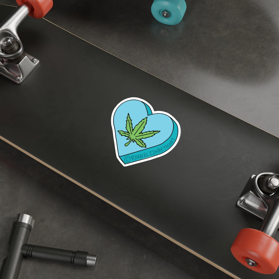 Weed Leaf Candy Heart Sticker