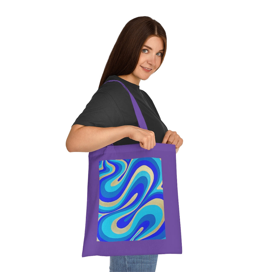 Blue & Gold Trippy Lines Tote