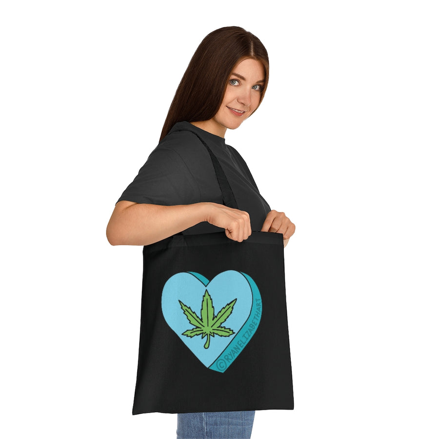 Weed Leaf Candy Heart Tote