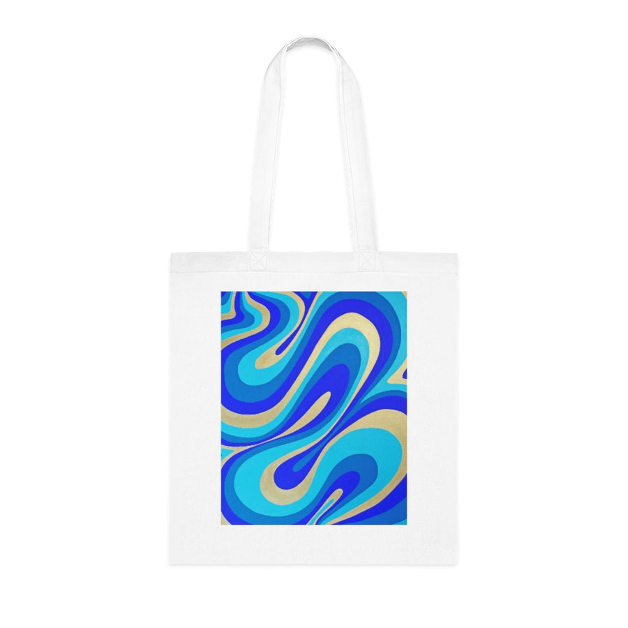 Blue & Gold Trippy Lines Tote