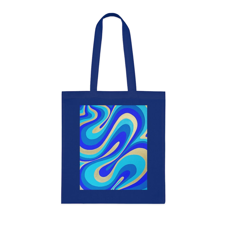 Blue & Gold Trippy Lines Tote