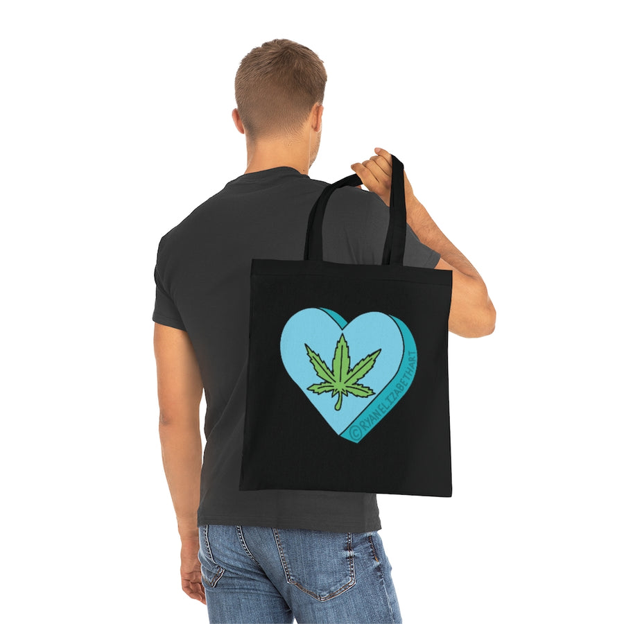 Weed Leaf Candy Heart Tote