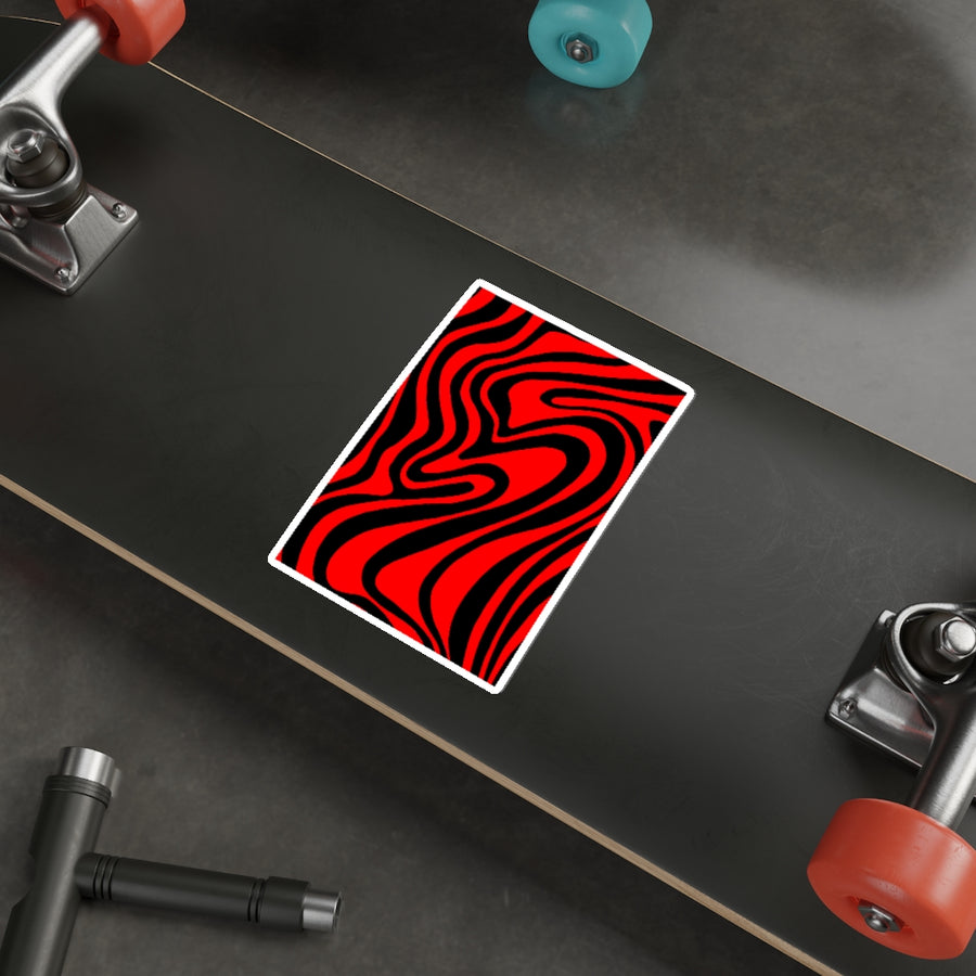 Red & Black Trippy Lines Stickers