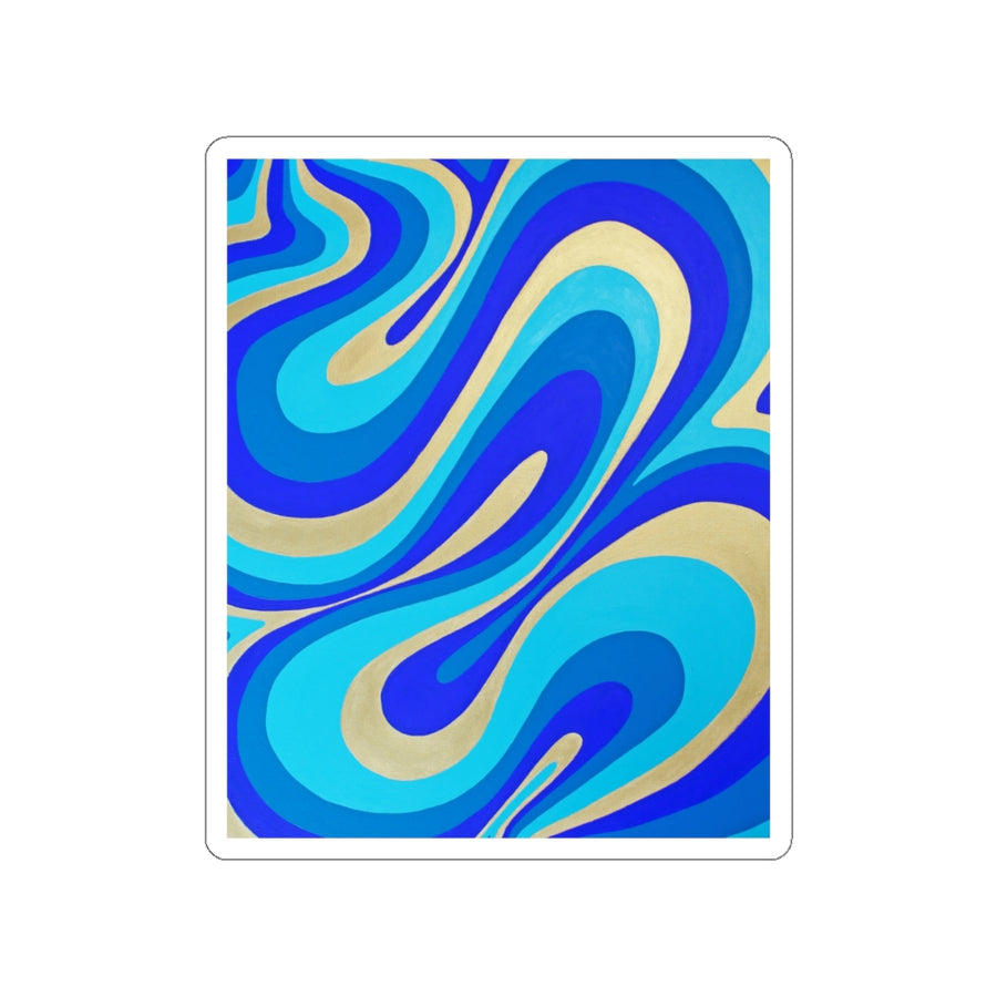 Blue & Gold Trippy Lines Stickers