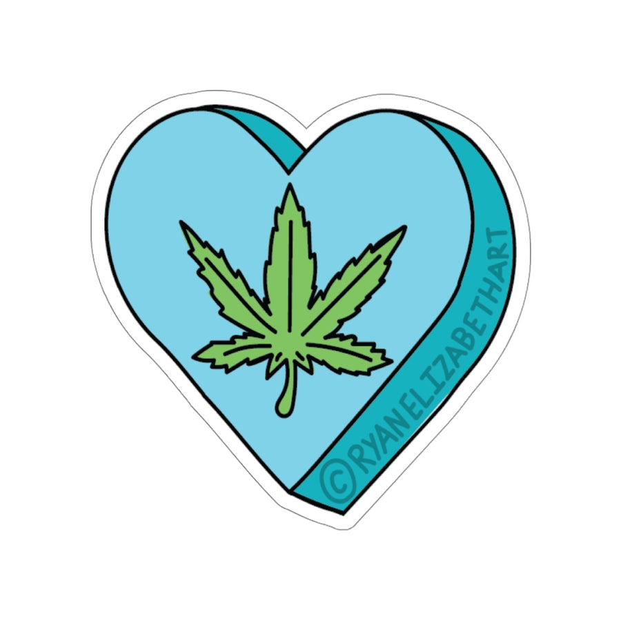 Weed Leaf Candy Heart Sticker