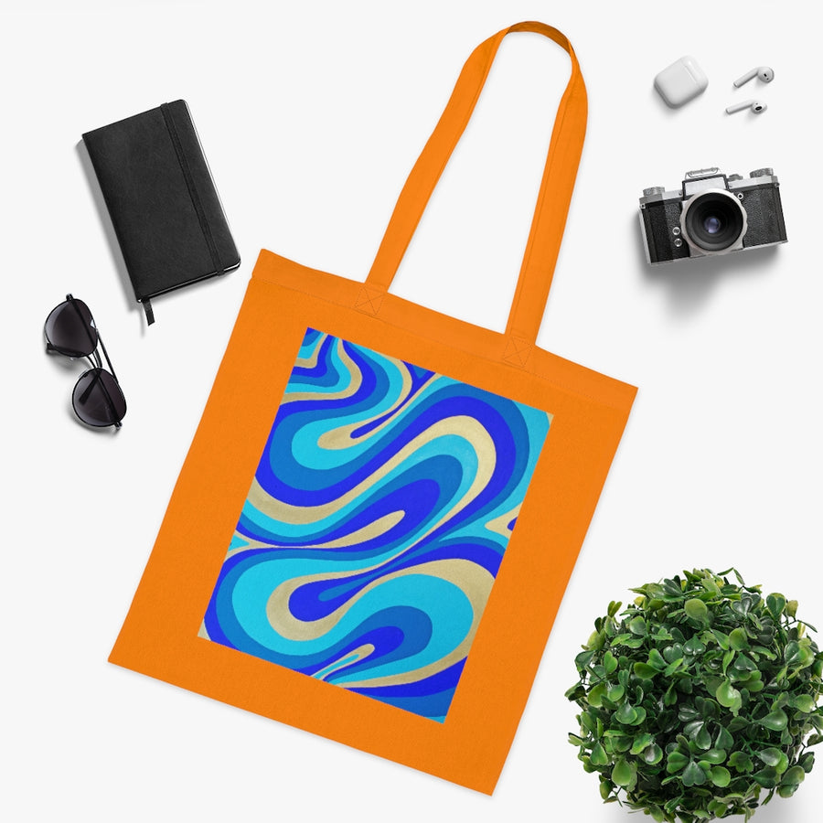 Blue & Gold Trippy Lines Tote