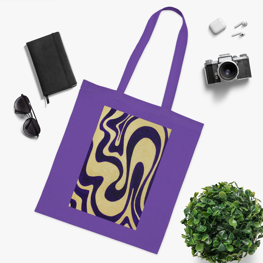 Purple & Gold Trippy Lines Tote Bag