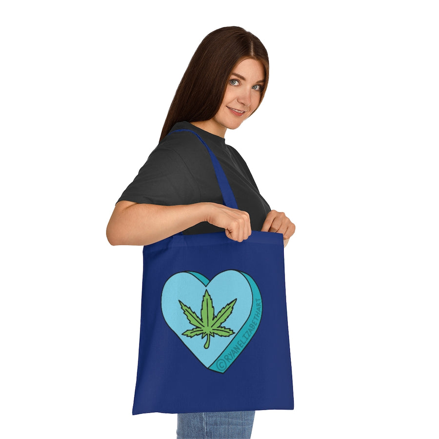 Weed Leaf Candy Heart Tote