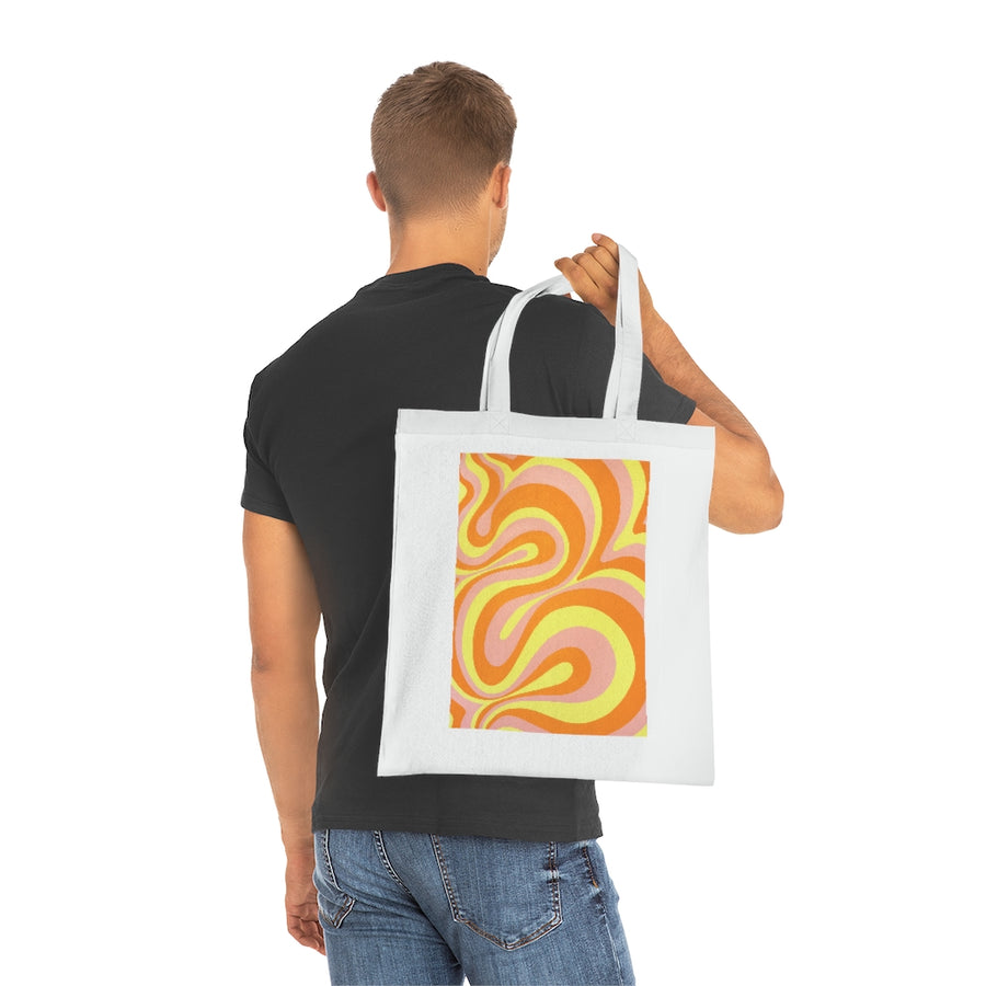 Orange, Yellow & Pink Trippy Lines Tote Bag