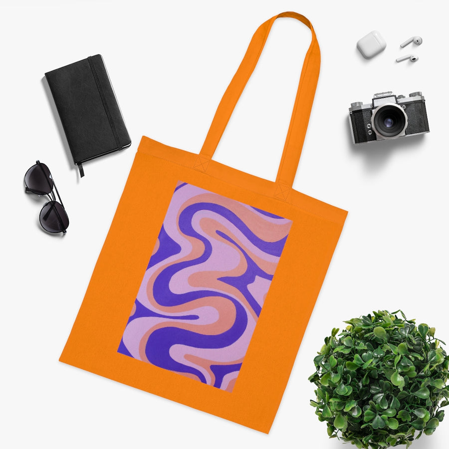 Purple, Orange & Pink trippy Lines Tote Bag