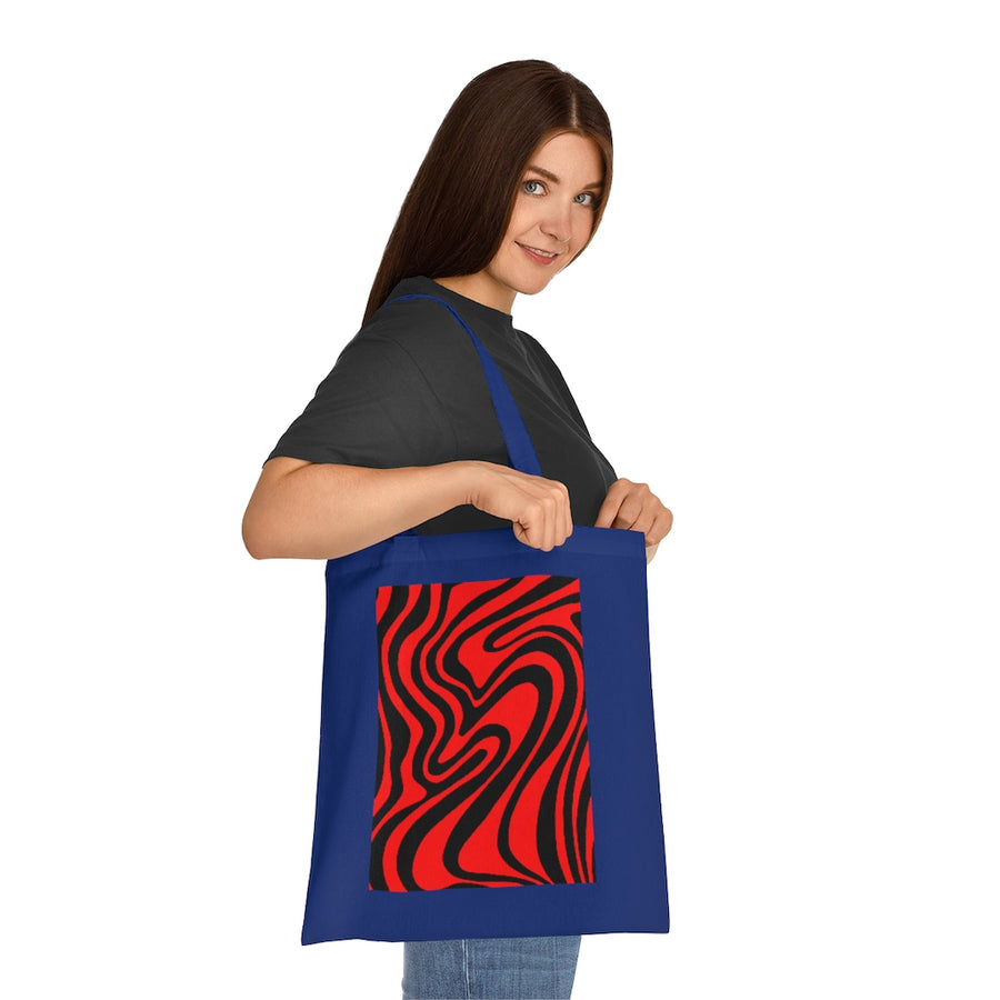 Red & Black Trippy Lines Tote Bag