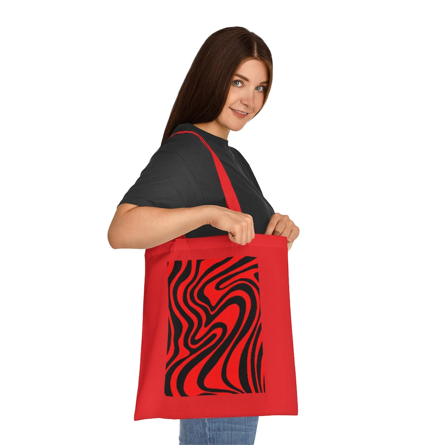 Red & Black Trippy Lines Tote Bag