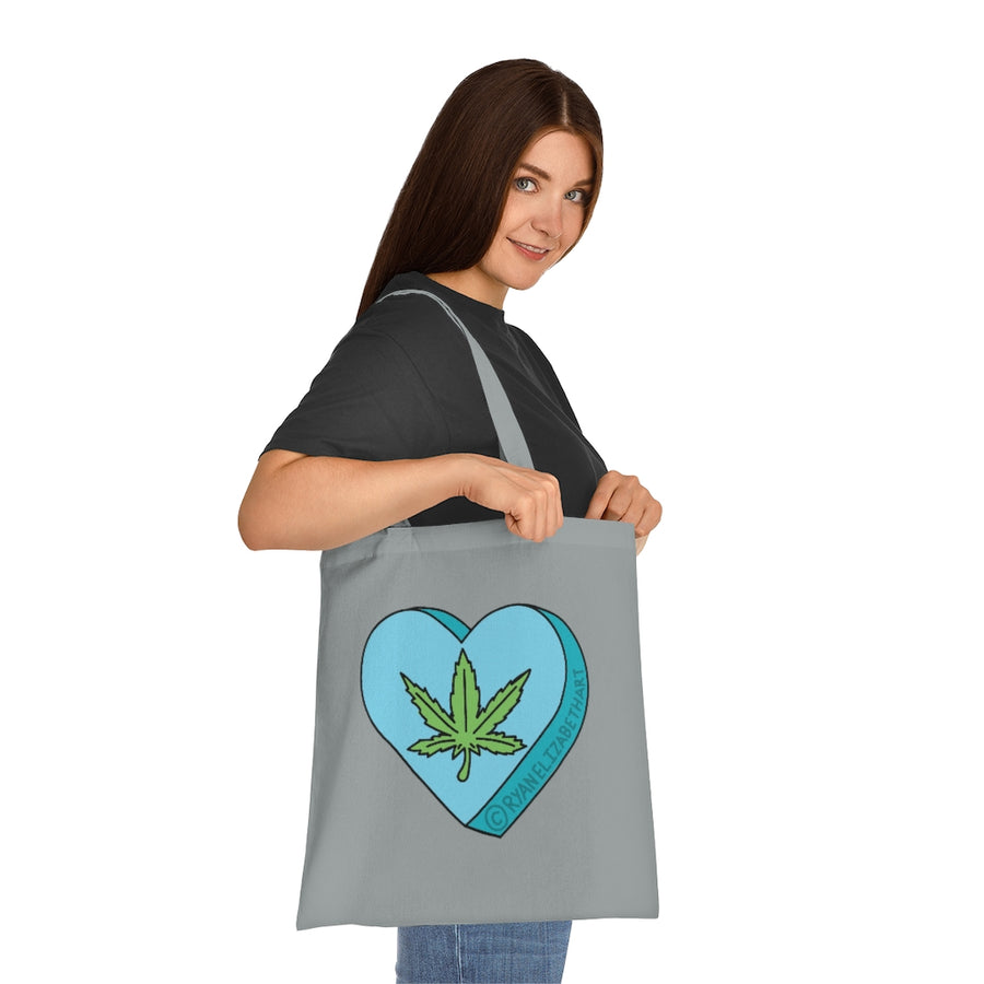 Weed Leaf Candy Heart Tote