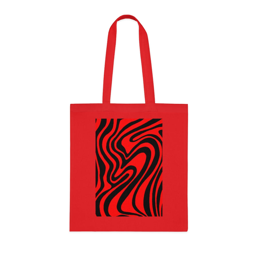 Red & Black Trippy Lines Tote Bag