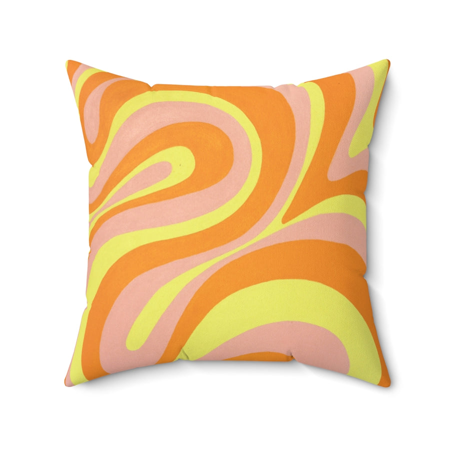 Orange, Yellow & Pink Trippy Lines Throw Pillow