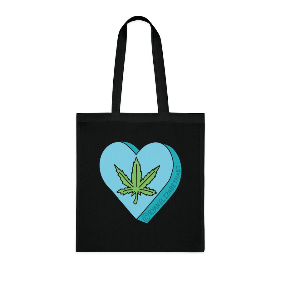 Weed Leaf Candy Heart Tote