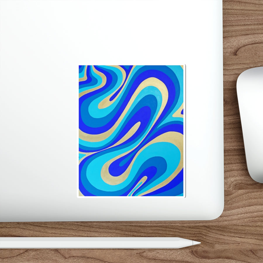 Blue & Gold Trippy Lines Stickers