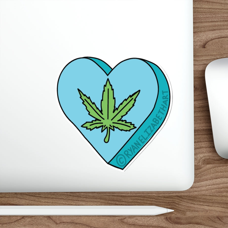 Weed Leaf Candy Heart Sticker