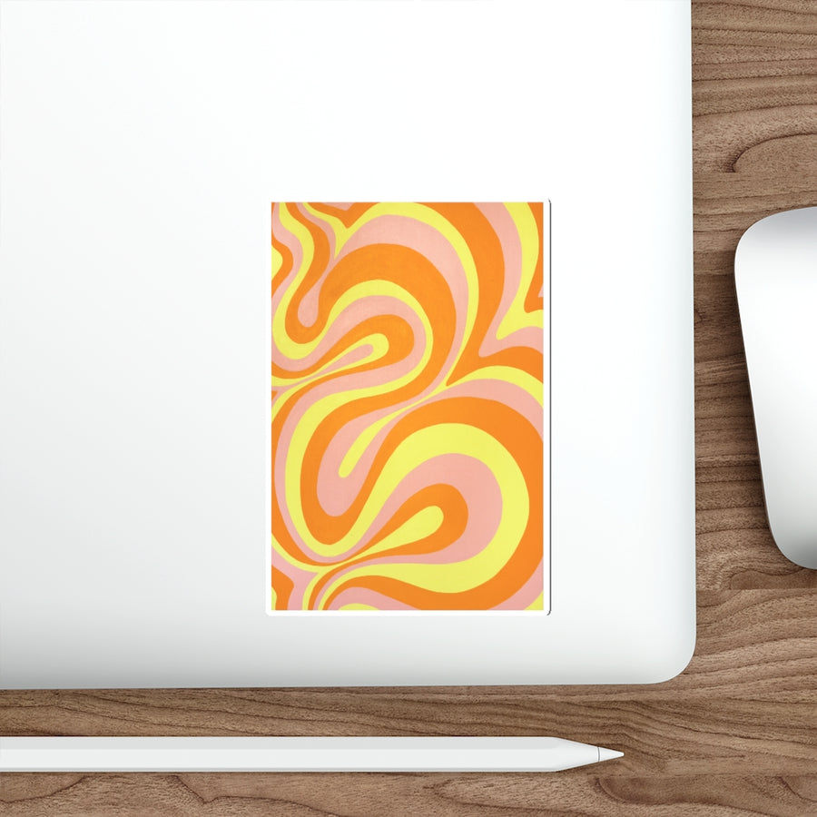 Orange, Yellow & Pink Trippy Lines Stickers