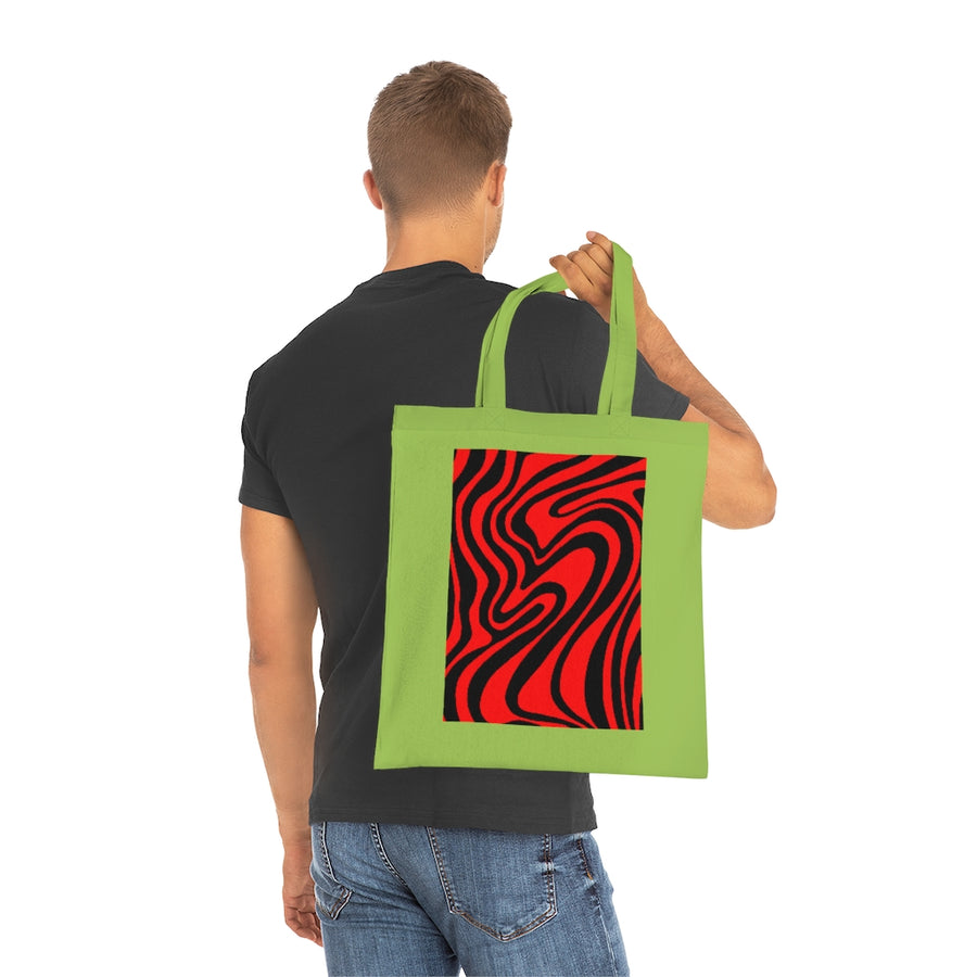 Red & Black Trippy Lines Tote Bag