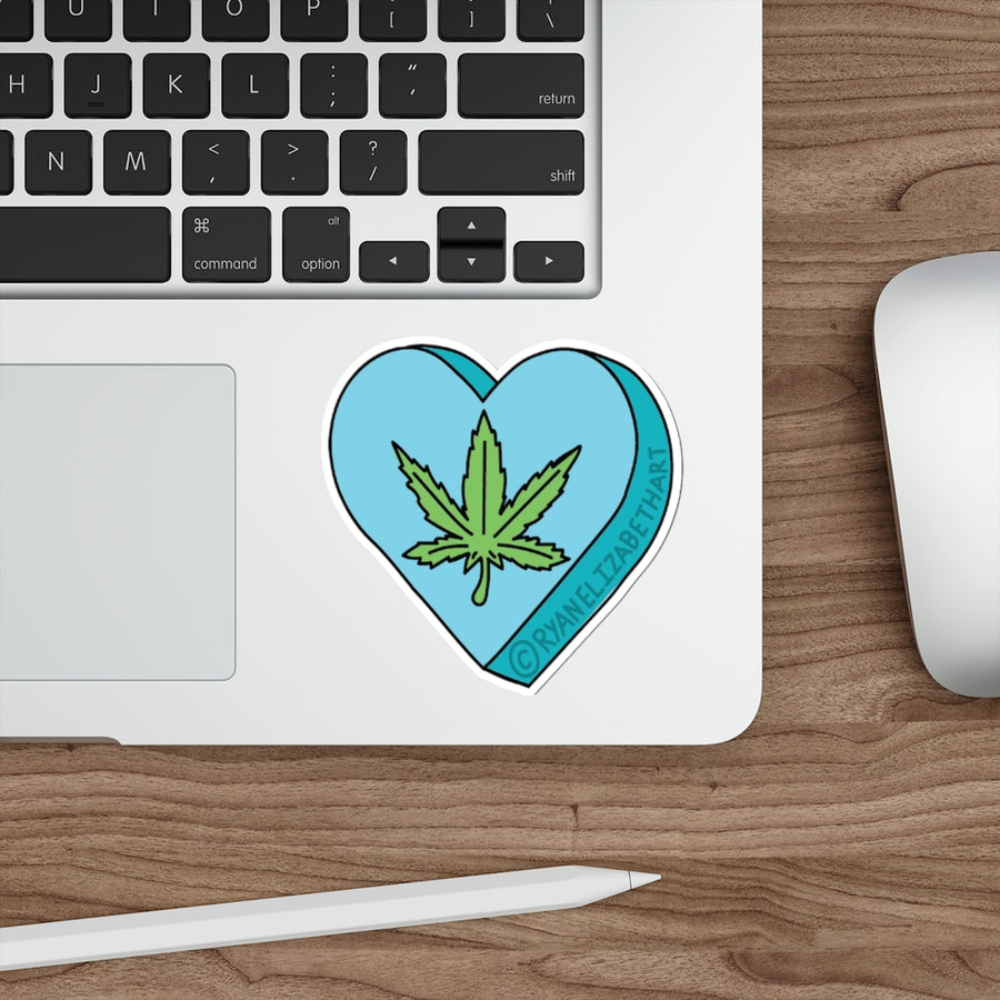 Weed Leaf Candy Heart Sticker