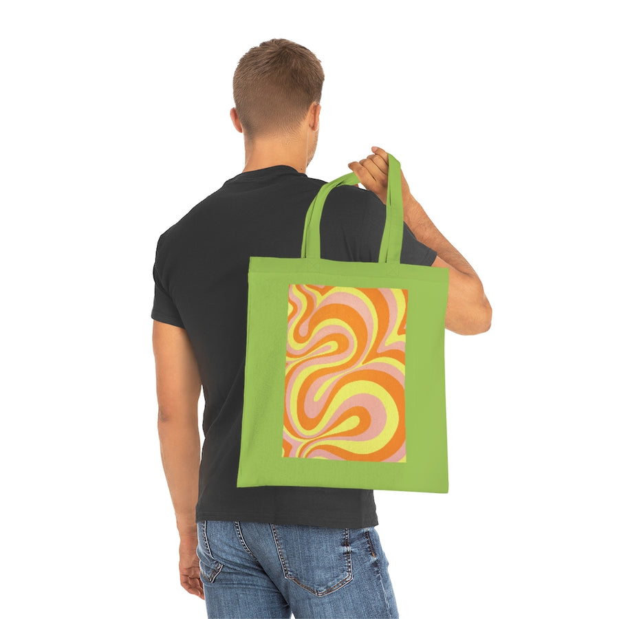 Orange, Yellow & Pink Trippy Lines Tote Bag