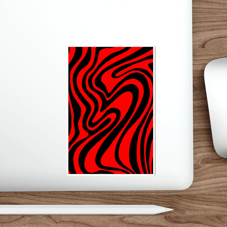 Red & Black Trippy Lines Stickers