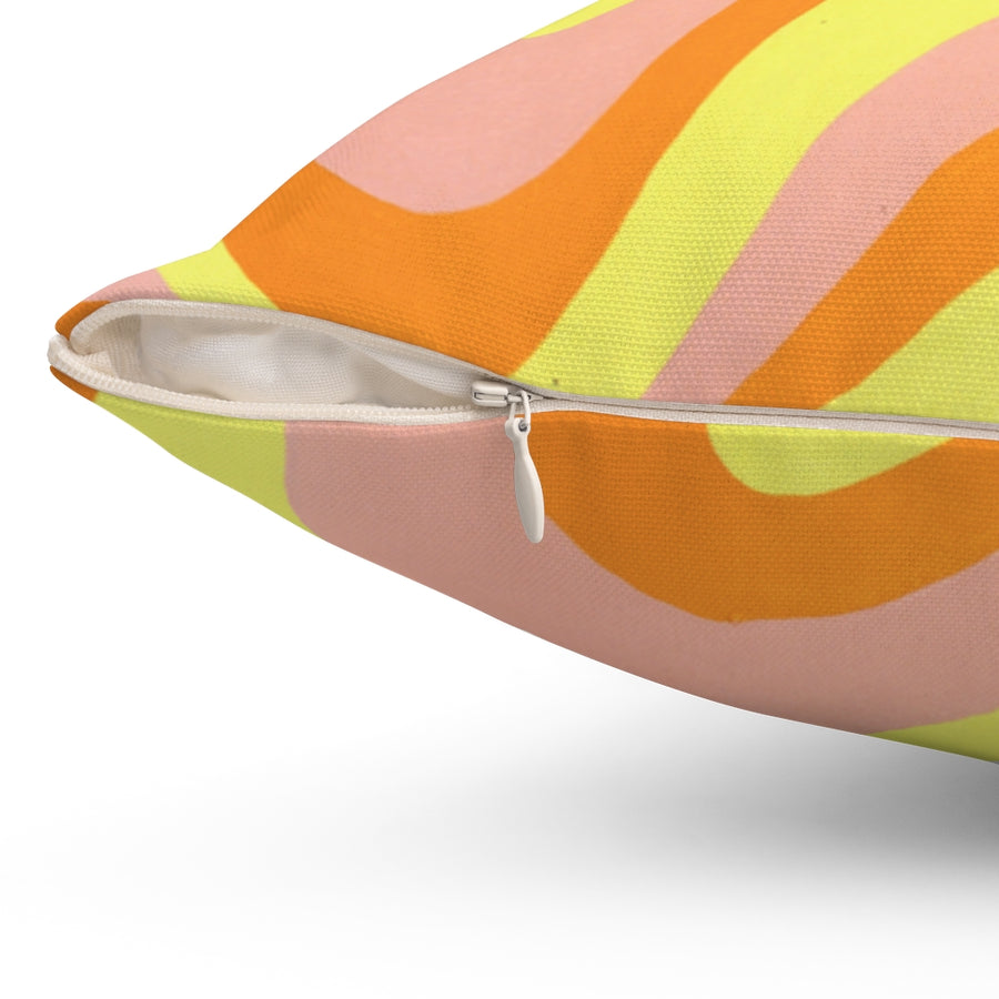 Orange, Yellow & Pink Trippy Lines Throw Pillow