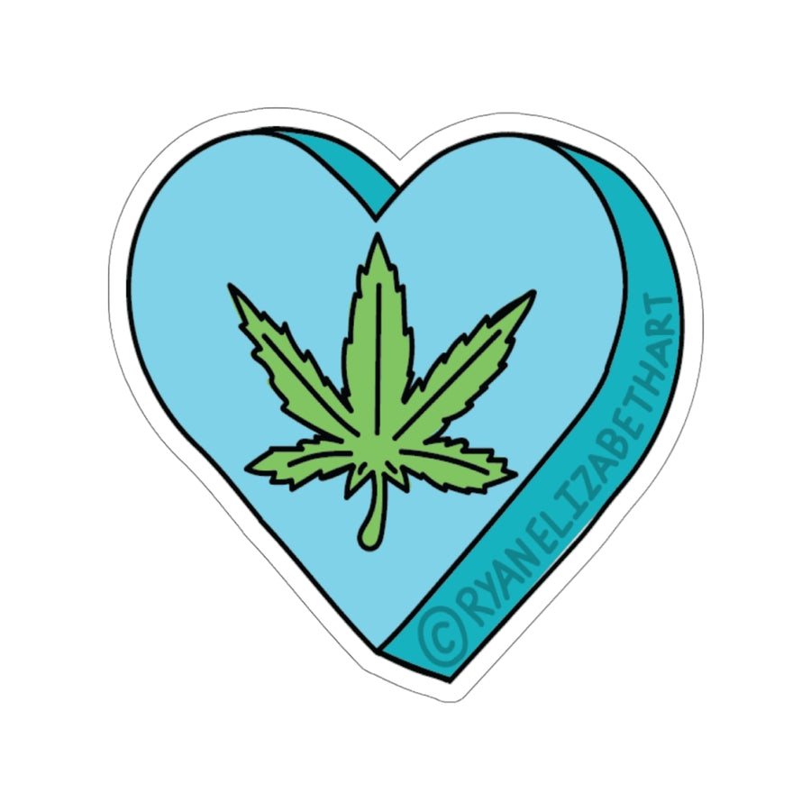 Weed Leaf Candy Heart Sticker