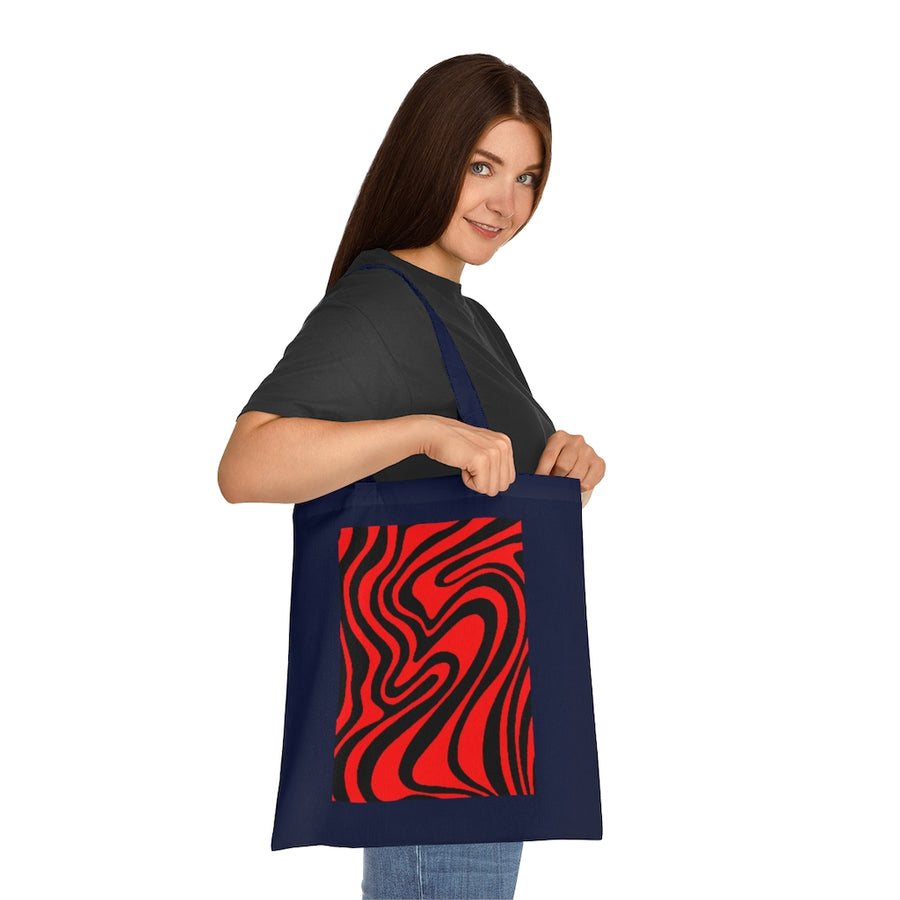 Red & Black Trippy Lines Tote Bag