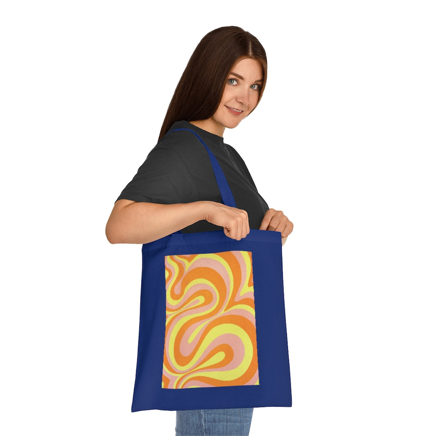 Orange, Yellow & Pink Trippy Lines Tote Bag