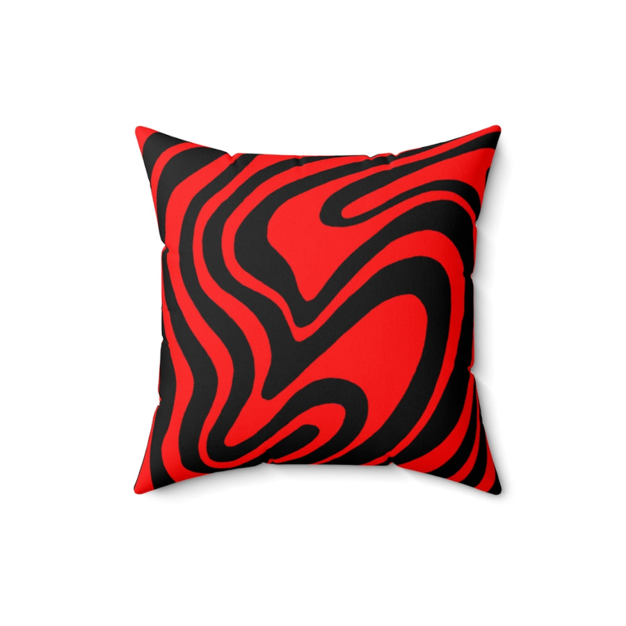 Red & Black Trippy Lines Throw Pillow