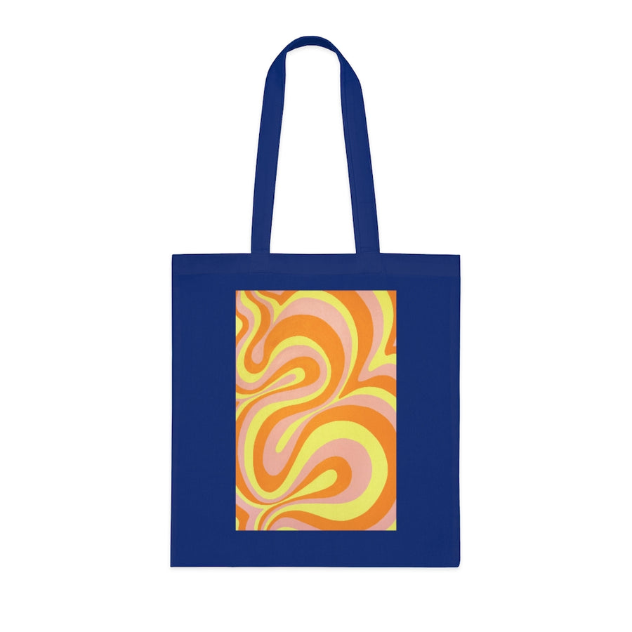 Orange, Yellow & Pink Trippy Lines Tote Bag