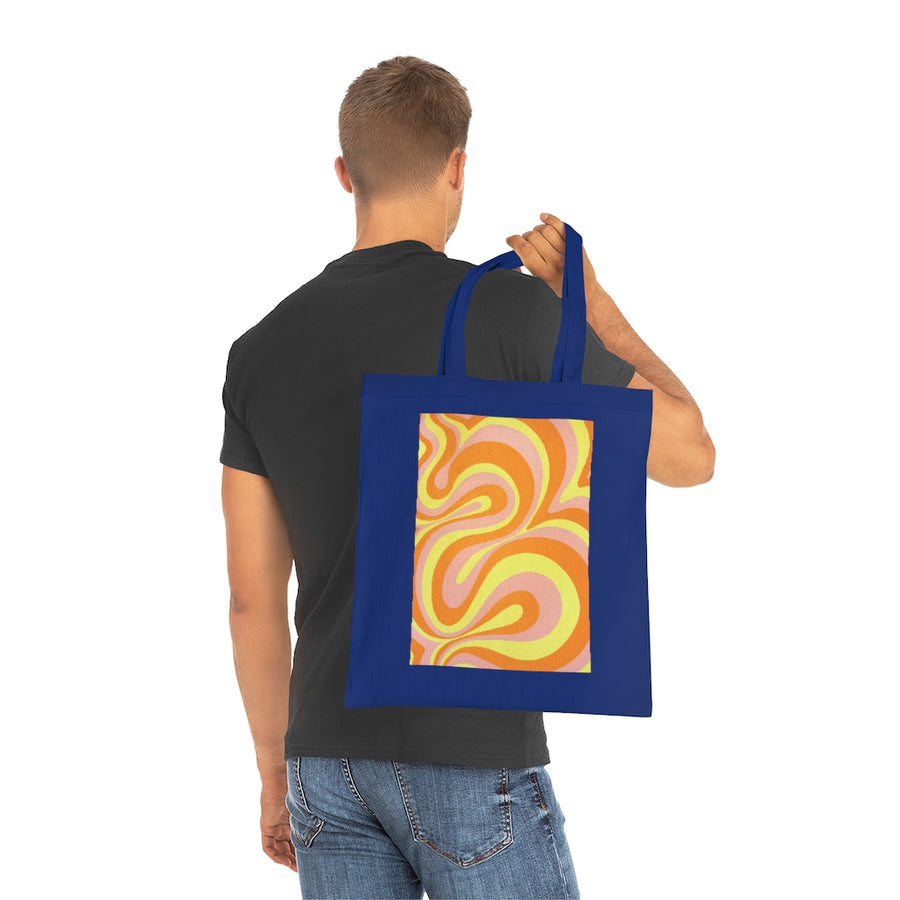 Orange, Yellow & Pink Trippy Lines Tote Bag