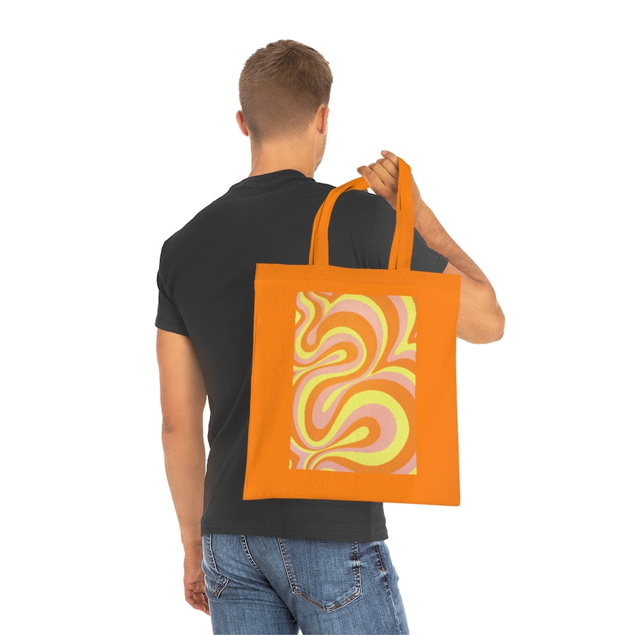 Orange, Yellow & Pink Trippy Lines Tote Bag