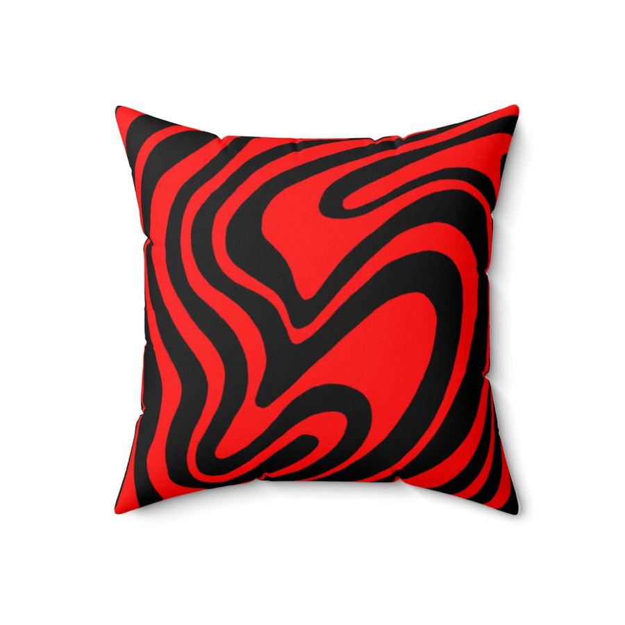 Red & Black Trippy Lines Throw Pillow