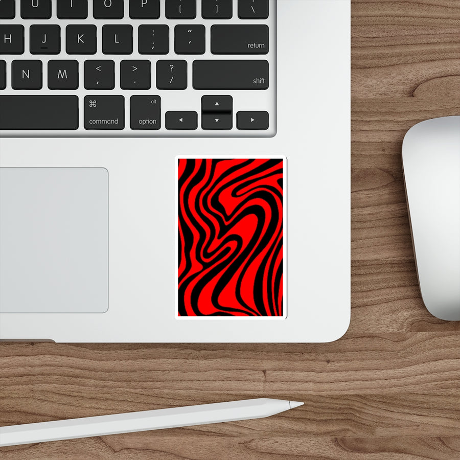 Red & Black Trippy Lines Stickers