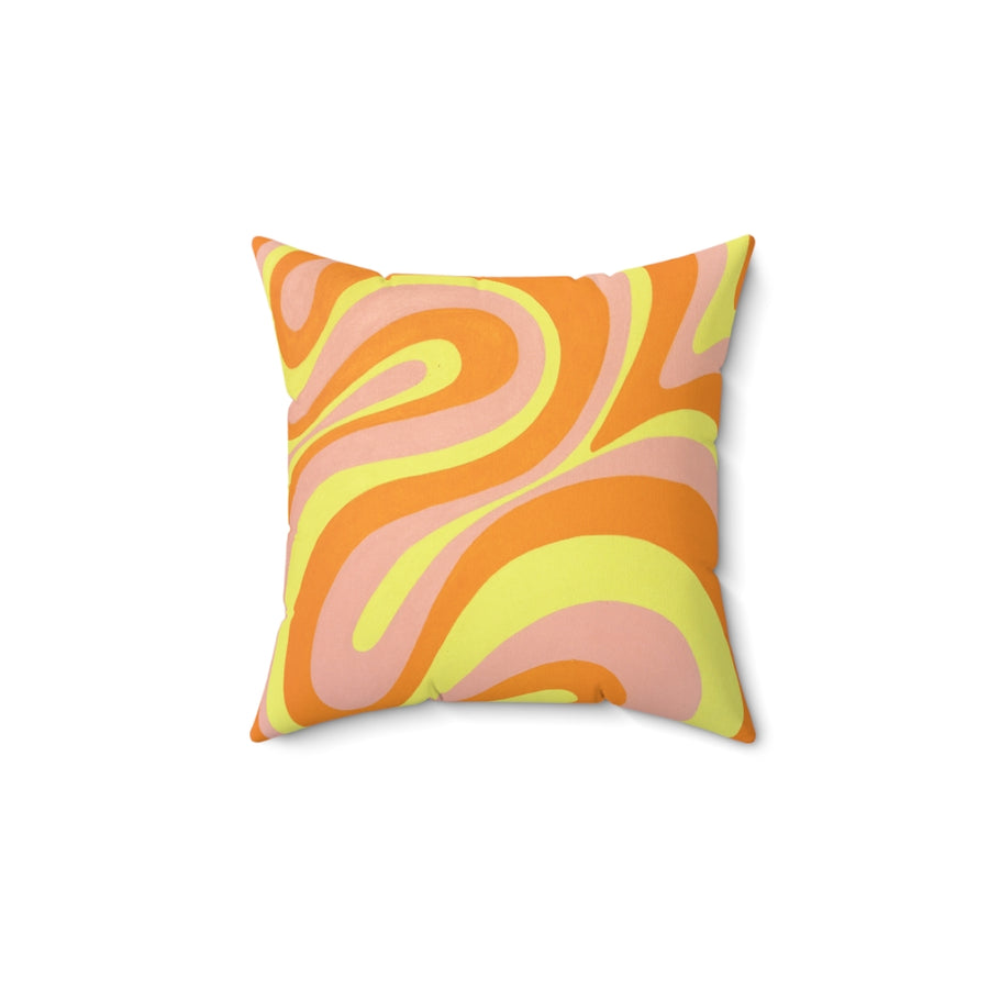 Orange, Yellow & Pink Trippy Lines Throw Pillow